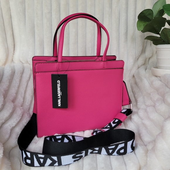 KARL LAGERFELD Fuchsia Paris Maybelle Satchel Handbag - Picture 6 of 14